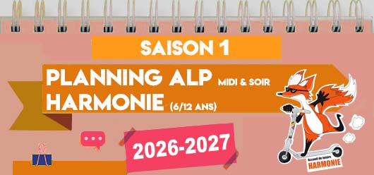 Planning ALP Harmonie, midi et soir (élémentaire)